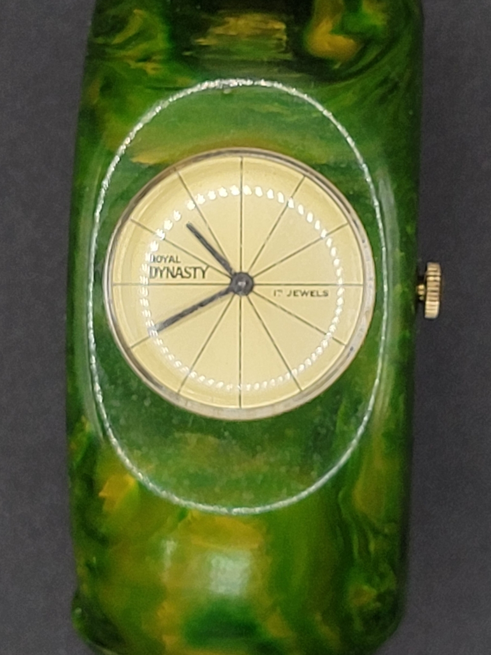Royal Dynasty Green Bakelite Adjustable Bangle Watch